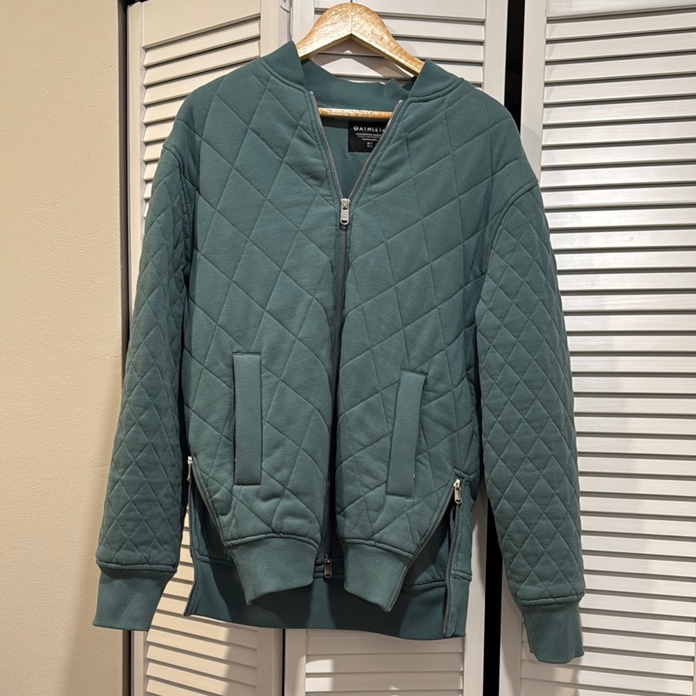 Athleta Quilted Green Bomber Jacket Medium NWOT